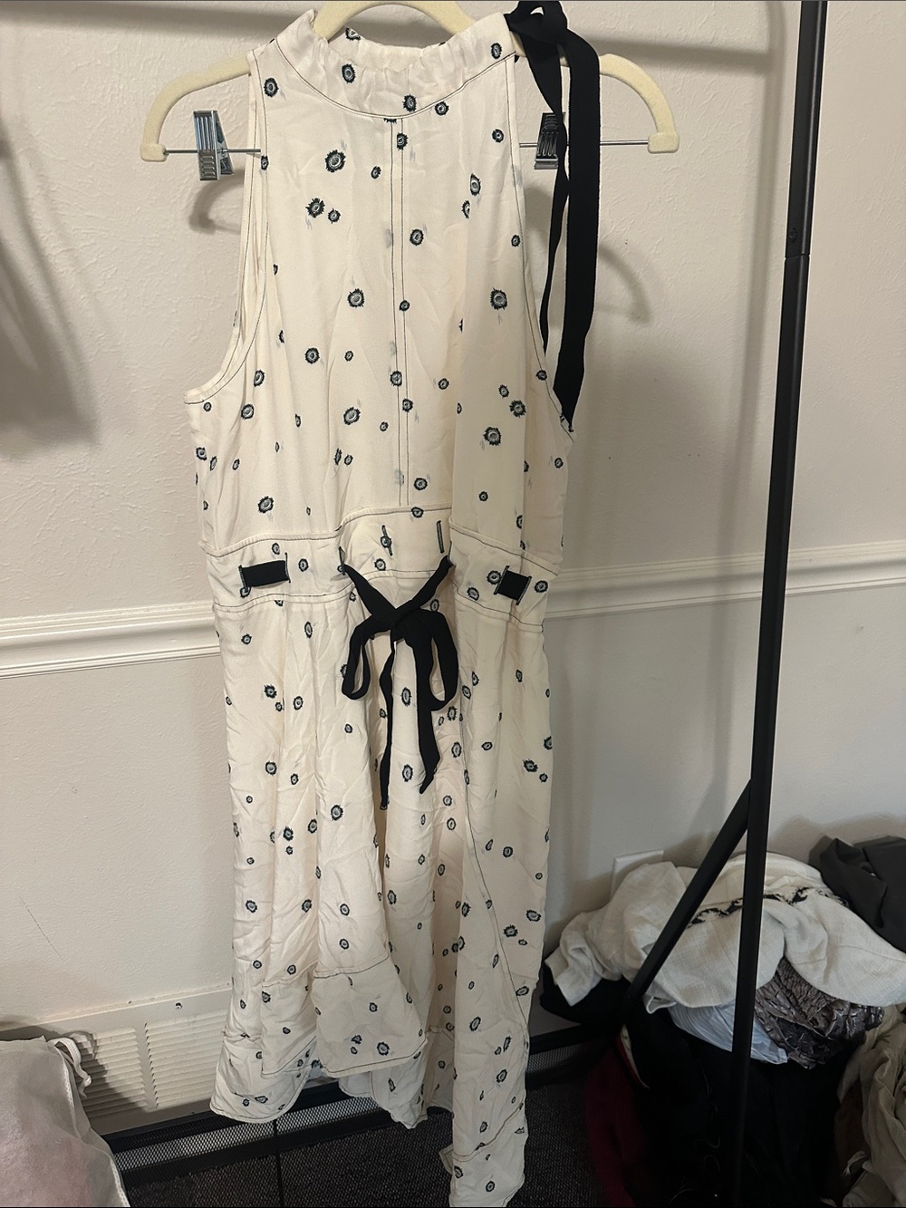 Proenza Schouler Sleeveless Cream dress with Black Tie